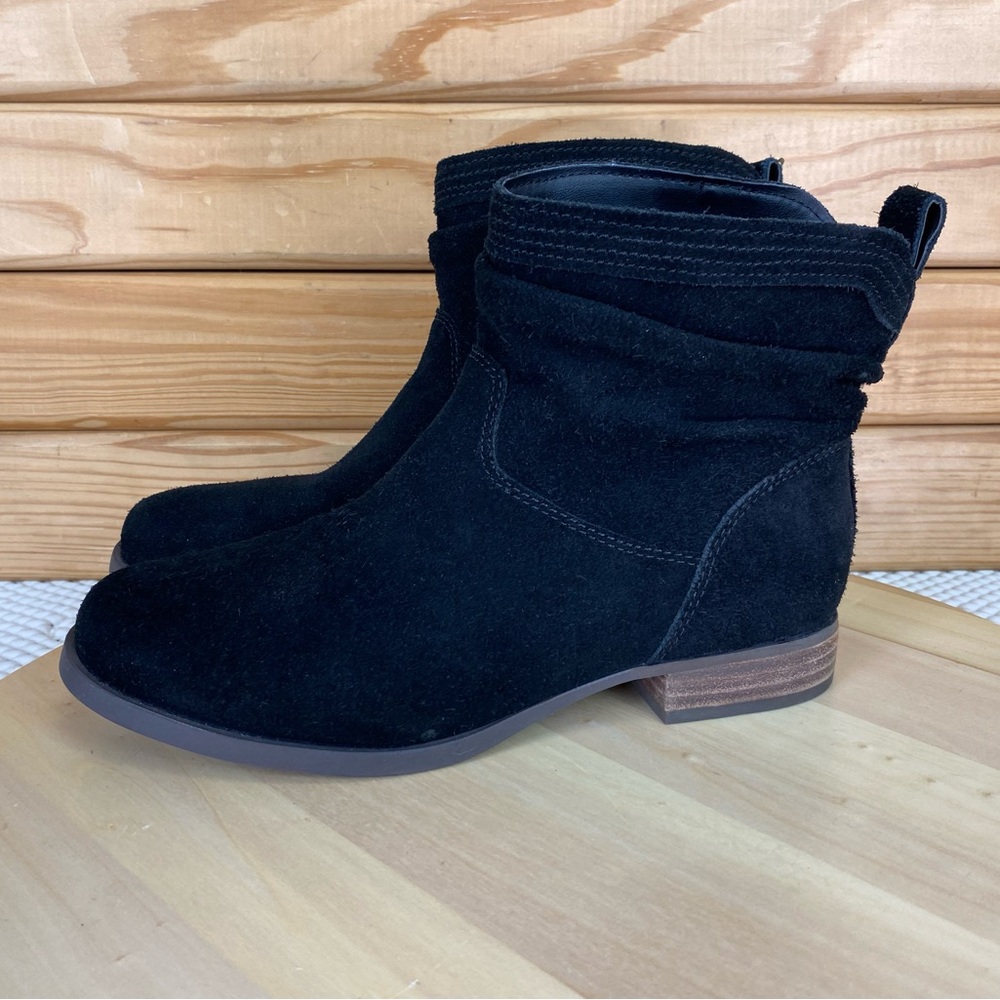 Koolaburra UGG Lorelei Slouch Ankle Bootie Black Suede Leather Boot Western 6 US